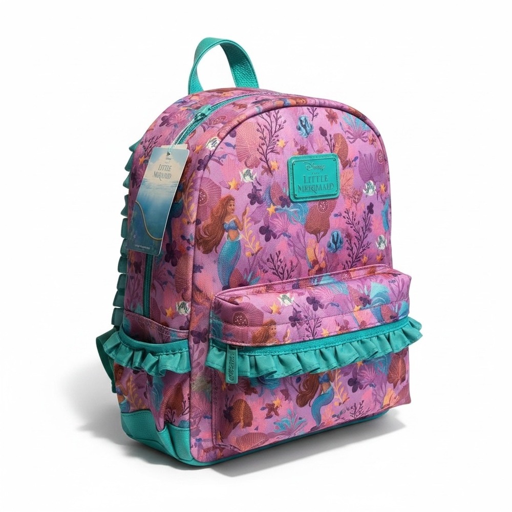 Disney Posh Peanut Ariel Little Mermaid Backpack and Packing Cube Set Purple - Picture 3 of 8